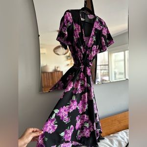 Vintage floral pink wrap dress